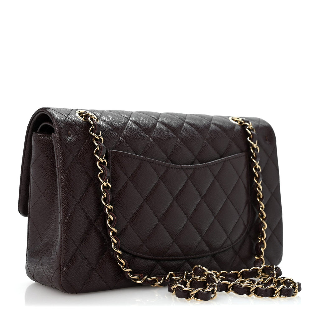 Caviar Quilted Medium Double Flap Dark Brown At My store