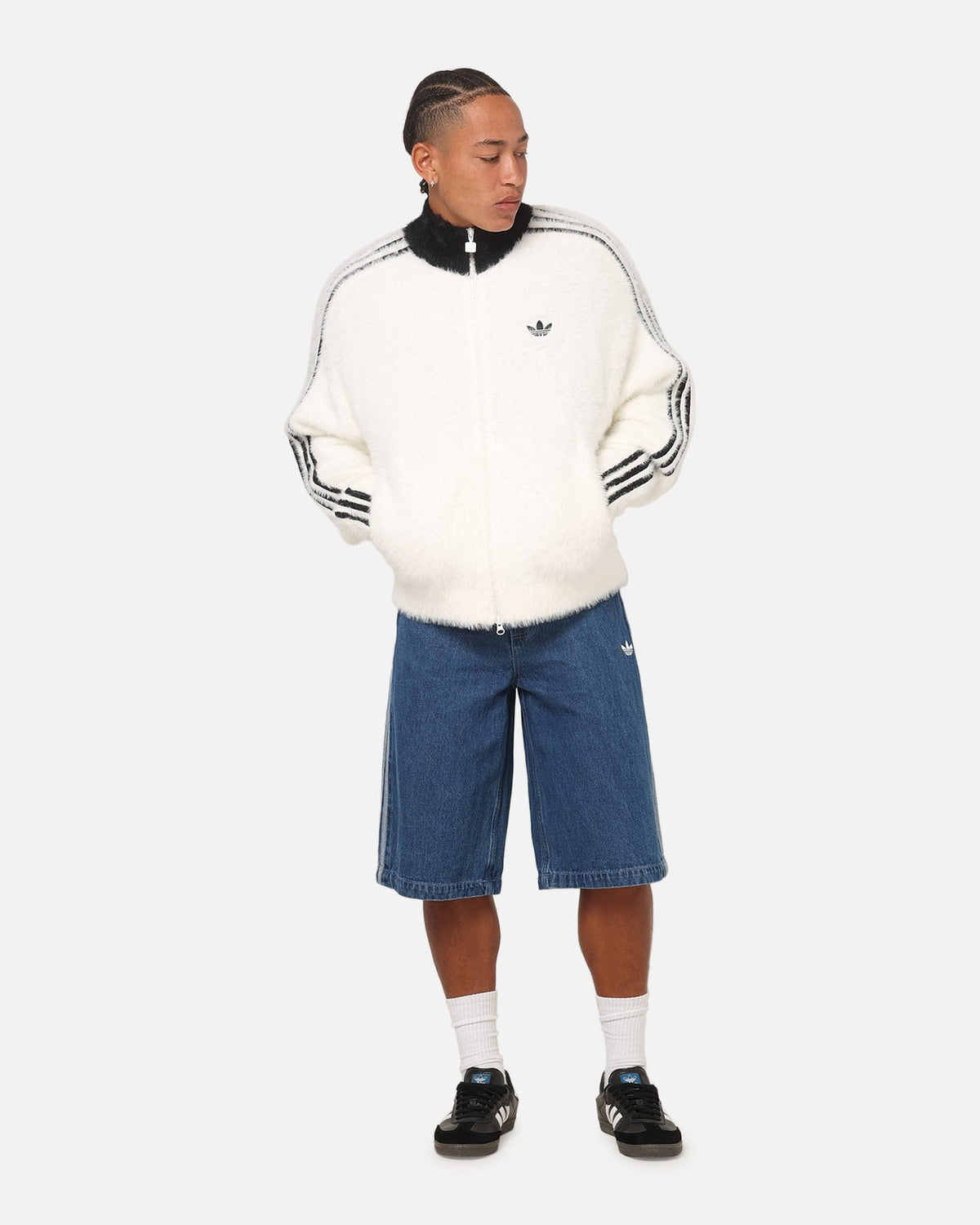 Best-Selling Adidas Faux Mohair Classic Track Top Off White/Black
