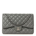 Caviar Quilted Jumbo Double Flap Grey At My store