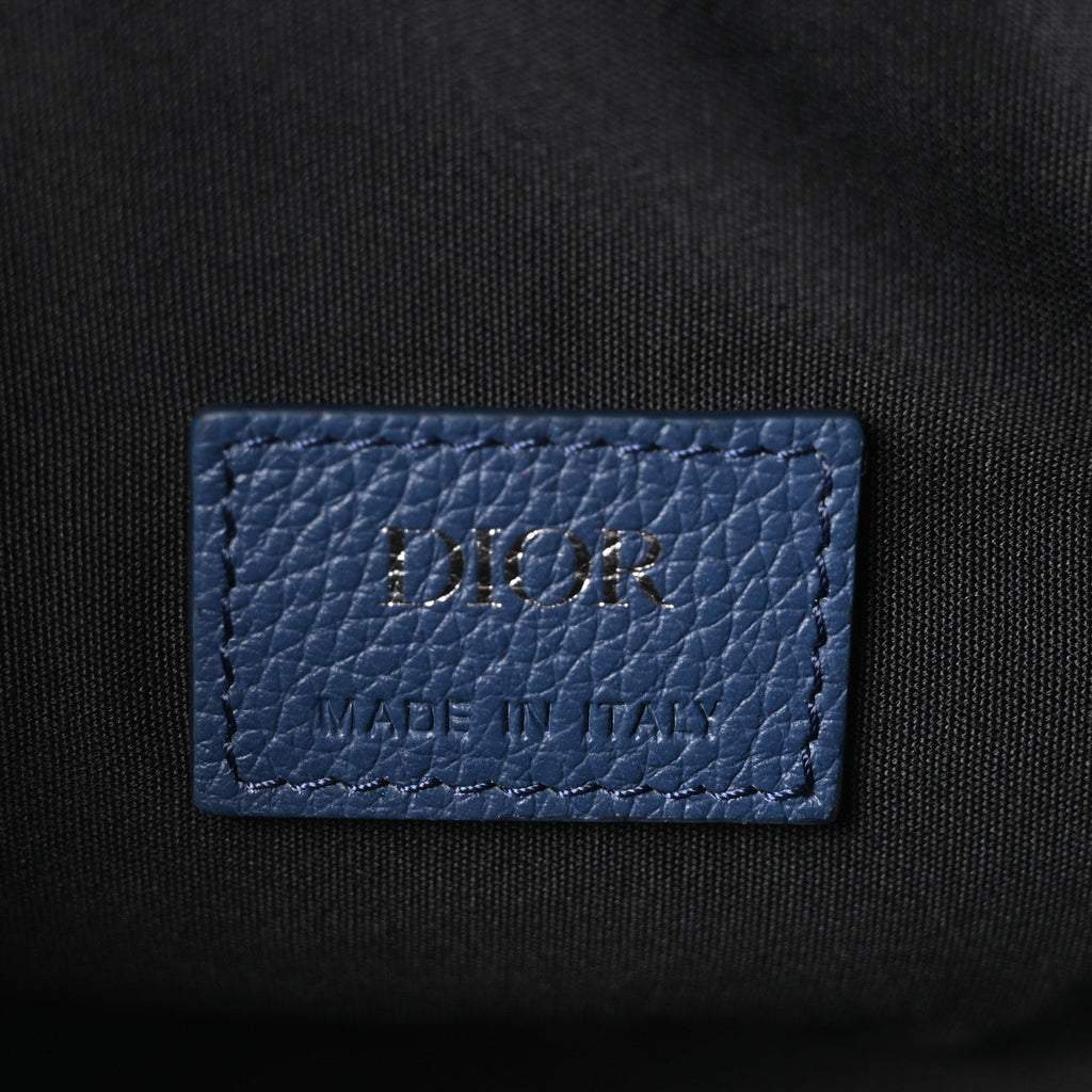 Grained Calfskin Mens Saddle Bag Navy Blue AT My store