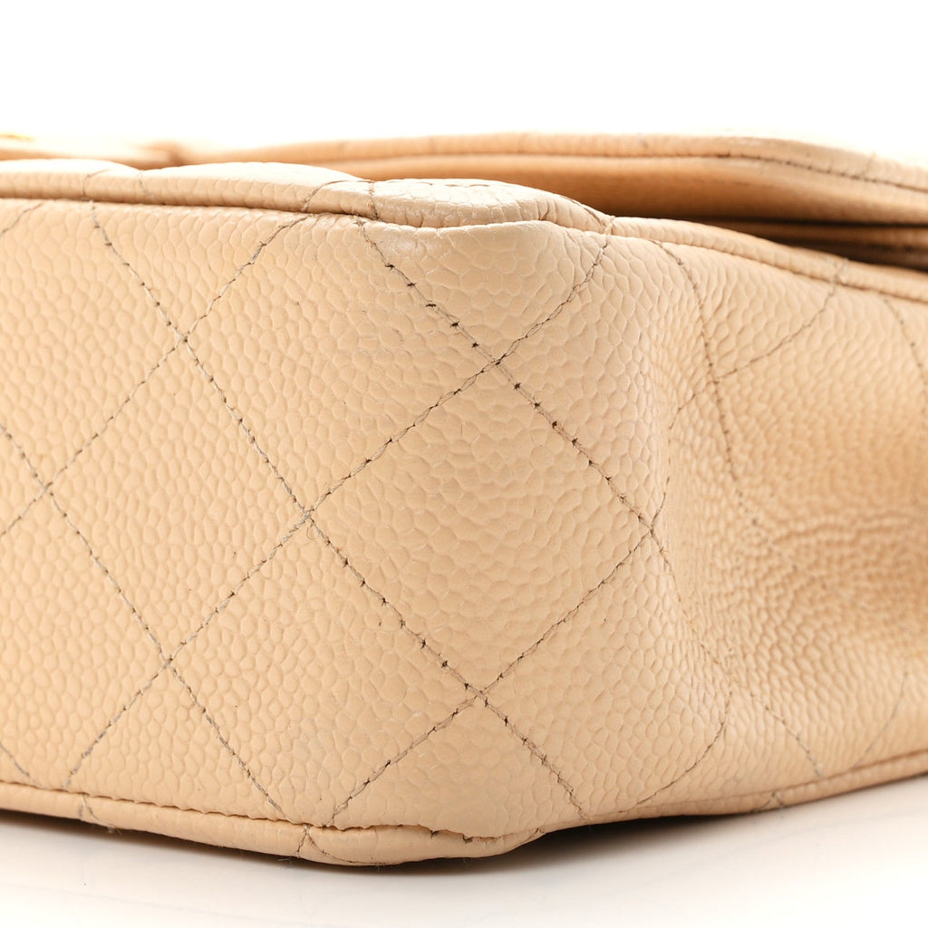 Caviar Quilted Medium Double Flap Beige At My store