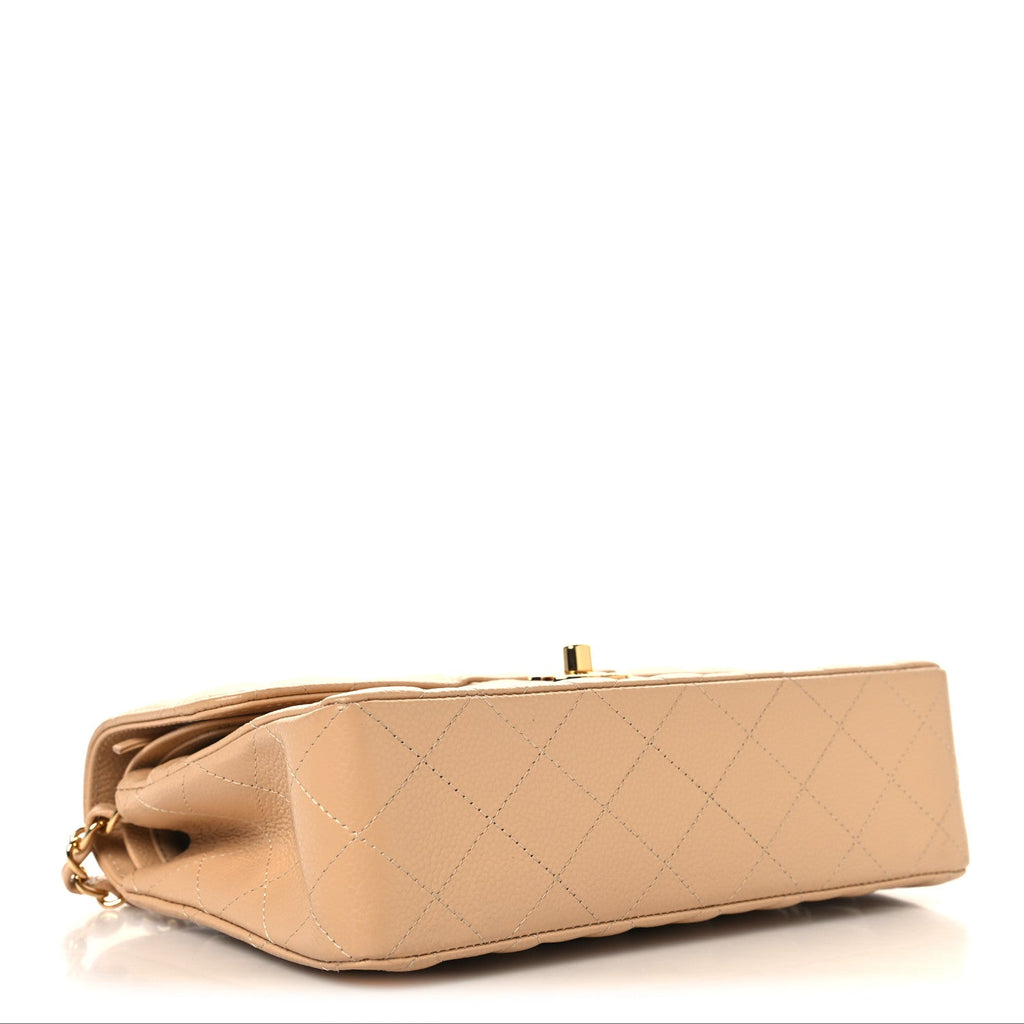 Caviar Quilted Small Double Flap Beige At My store