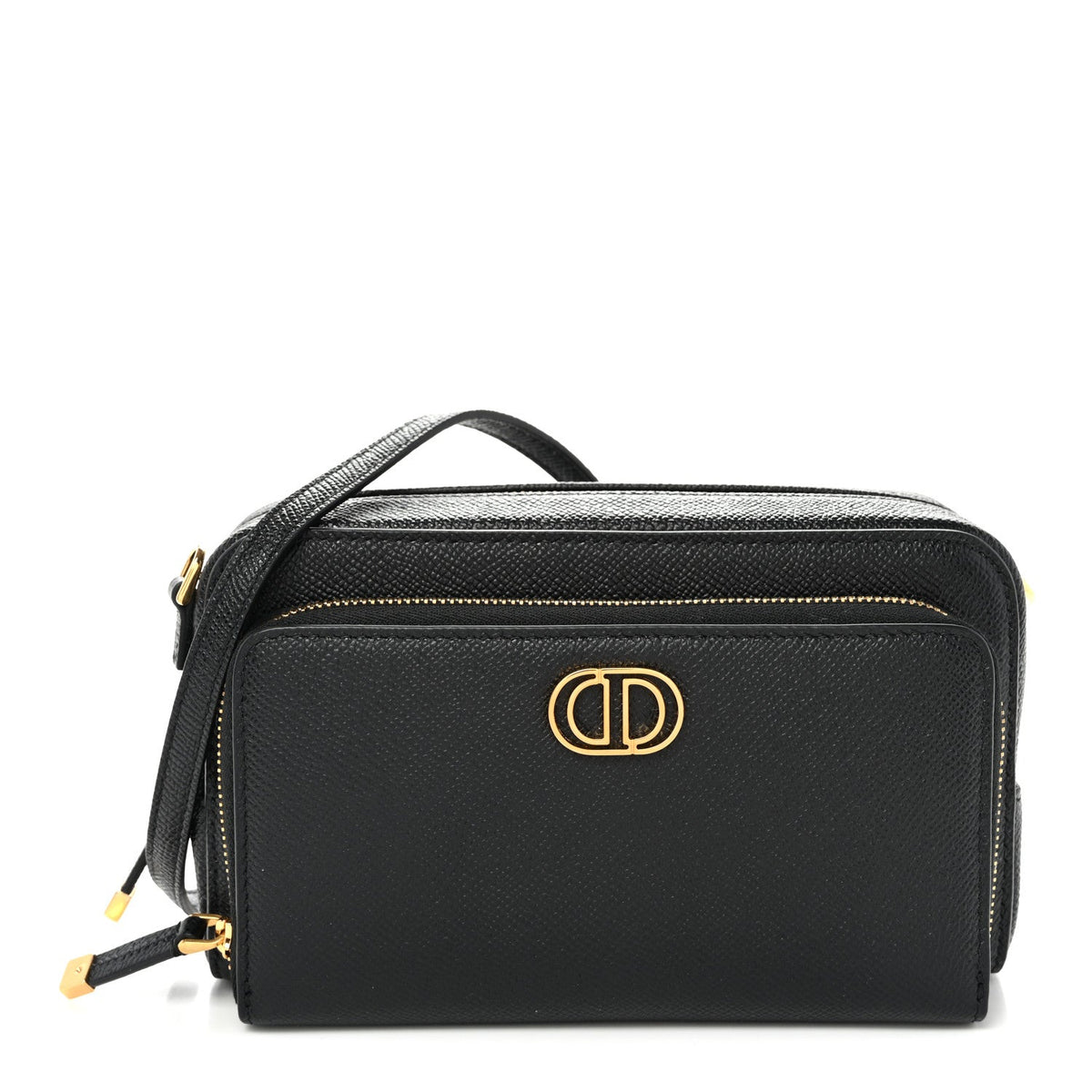 Grained Calfskin Caro Double Pouch Black AT My store