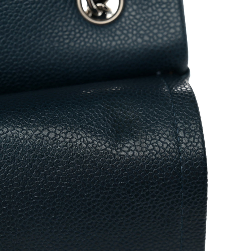 Metallic Caviar Quilted Jumbo Double Flap Dark Blue At My store