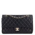 Lambskin Quilted Medium Double Flap Black At My store
