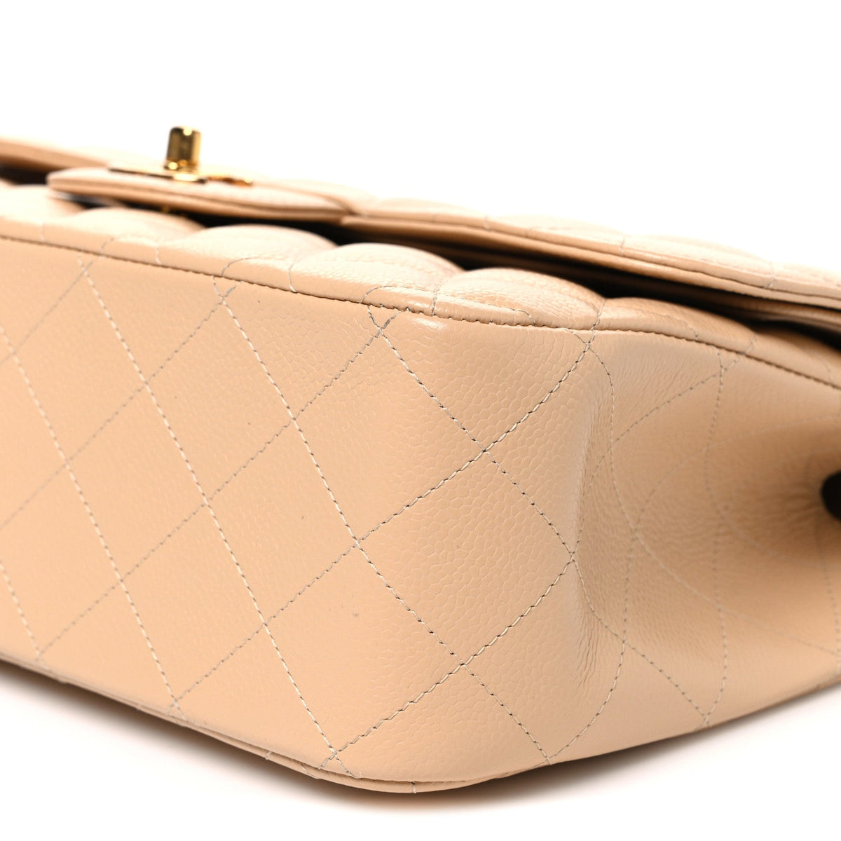 Caviar Quilted Jumbo Double Flap Beige At My store