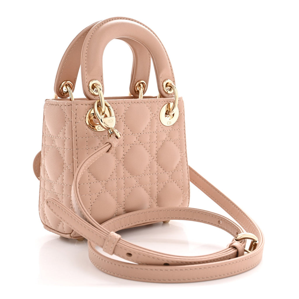 Lambskin Cannage Micro Lady Dior Rose Des Vents AT My store