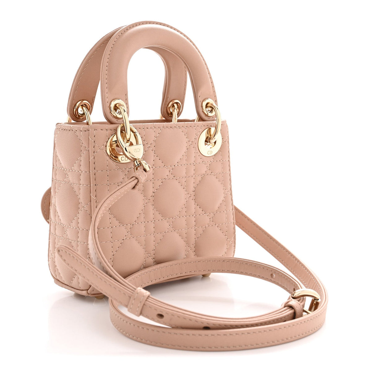 Lambskin Cannage Micro Lady Dior Rose Des Vents AT My store