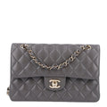 Lambskin Quilted Small Double Flap Grey At My store