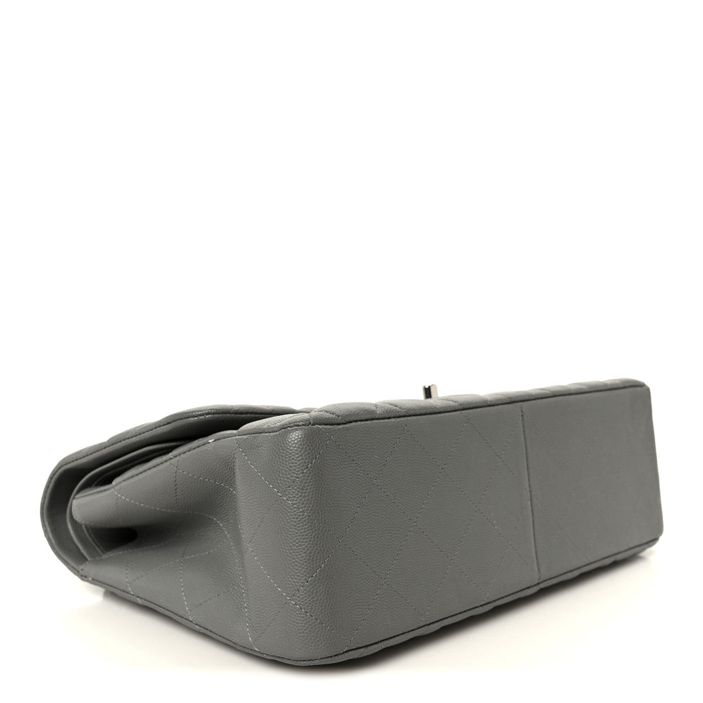 Caviar Quilted Jumbo Double Flap Grey At My store