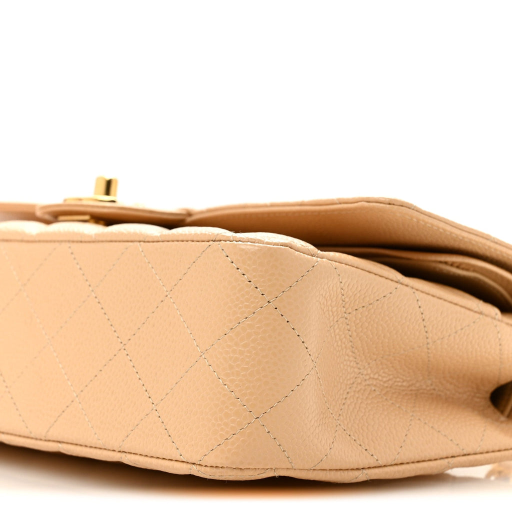 Caviar Quilted Medium Double Flap Beige At My store