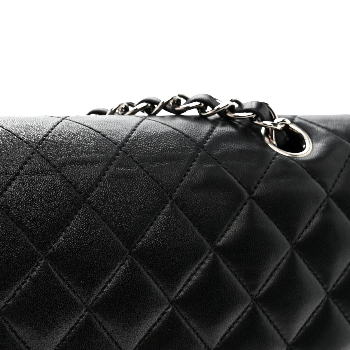 Lambskin Quilted Medium Double Flap Black At My store
