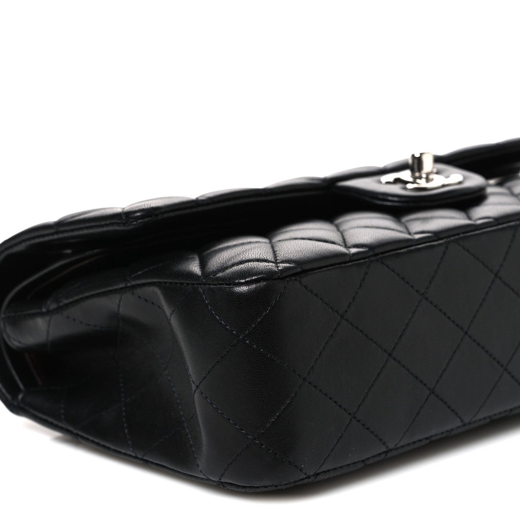 Lambskin Quilted Medium Double Flap Black At My store