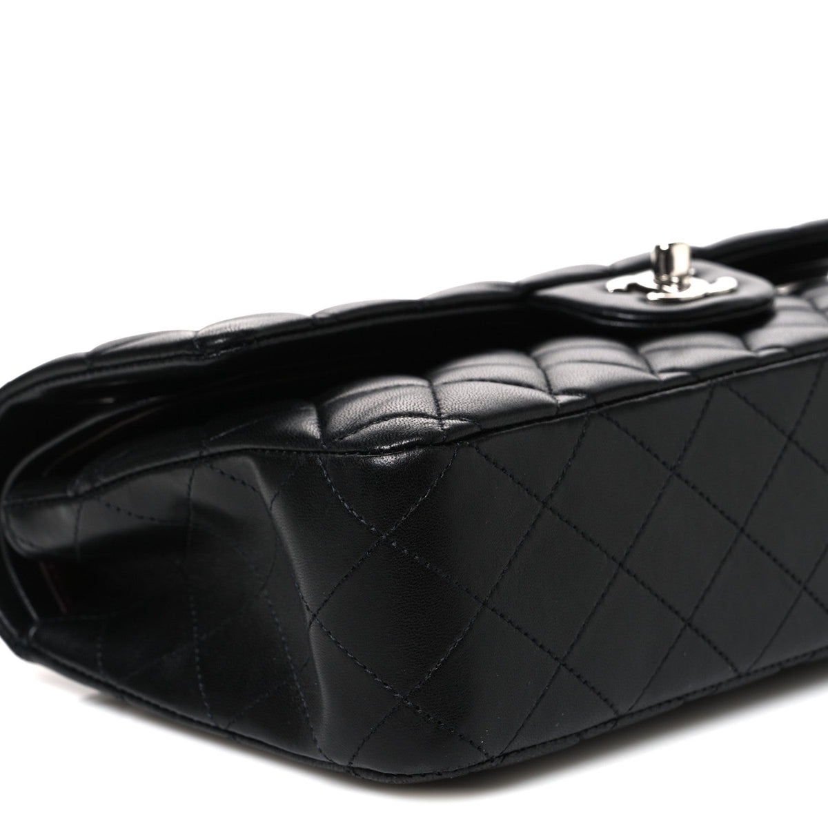 Lambskin Quilted Medium Double Flap Black At My store