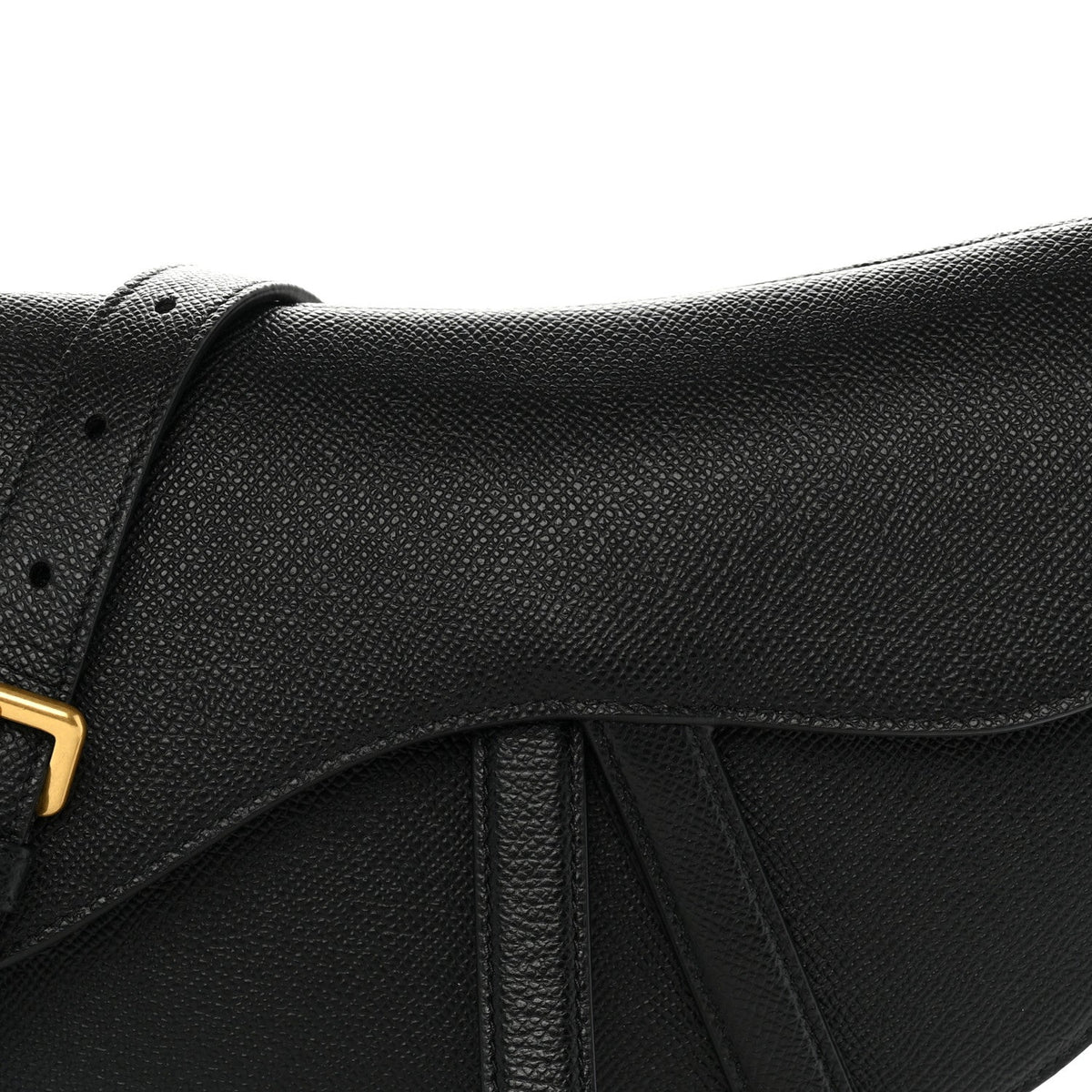 Grained Calfskin Saddle Bag With Strap Black AT My store
