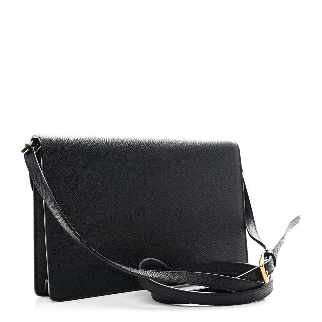 Grained Calfskin Saddle Pouch Bag Black AT My store