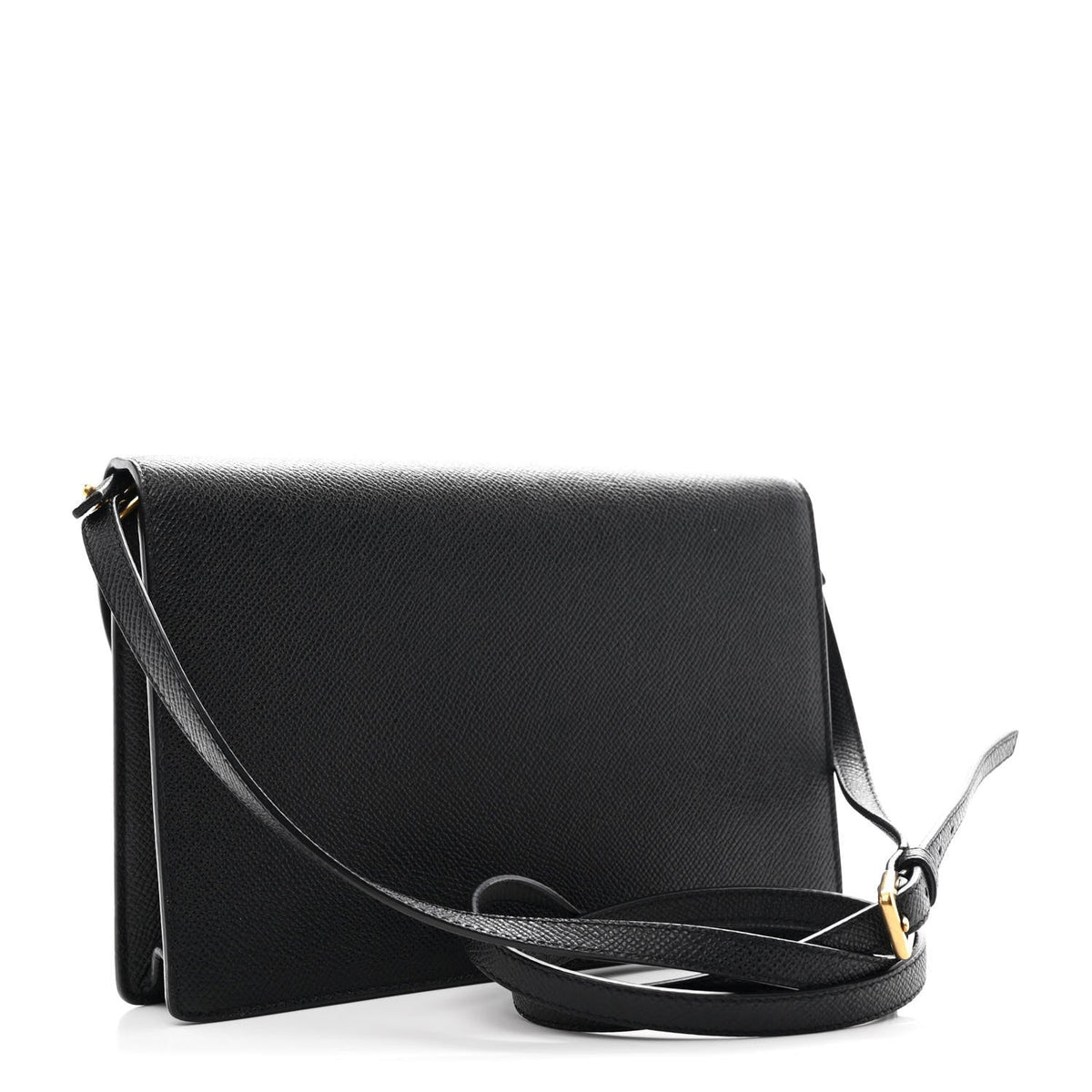 Grained Calfskin Saddle Pouch Bag Black AT My store