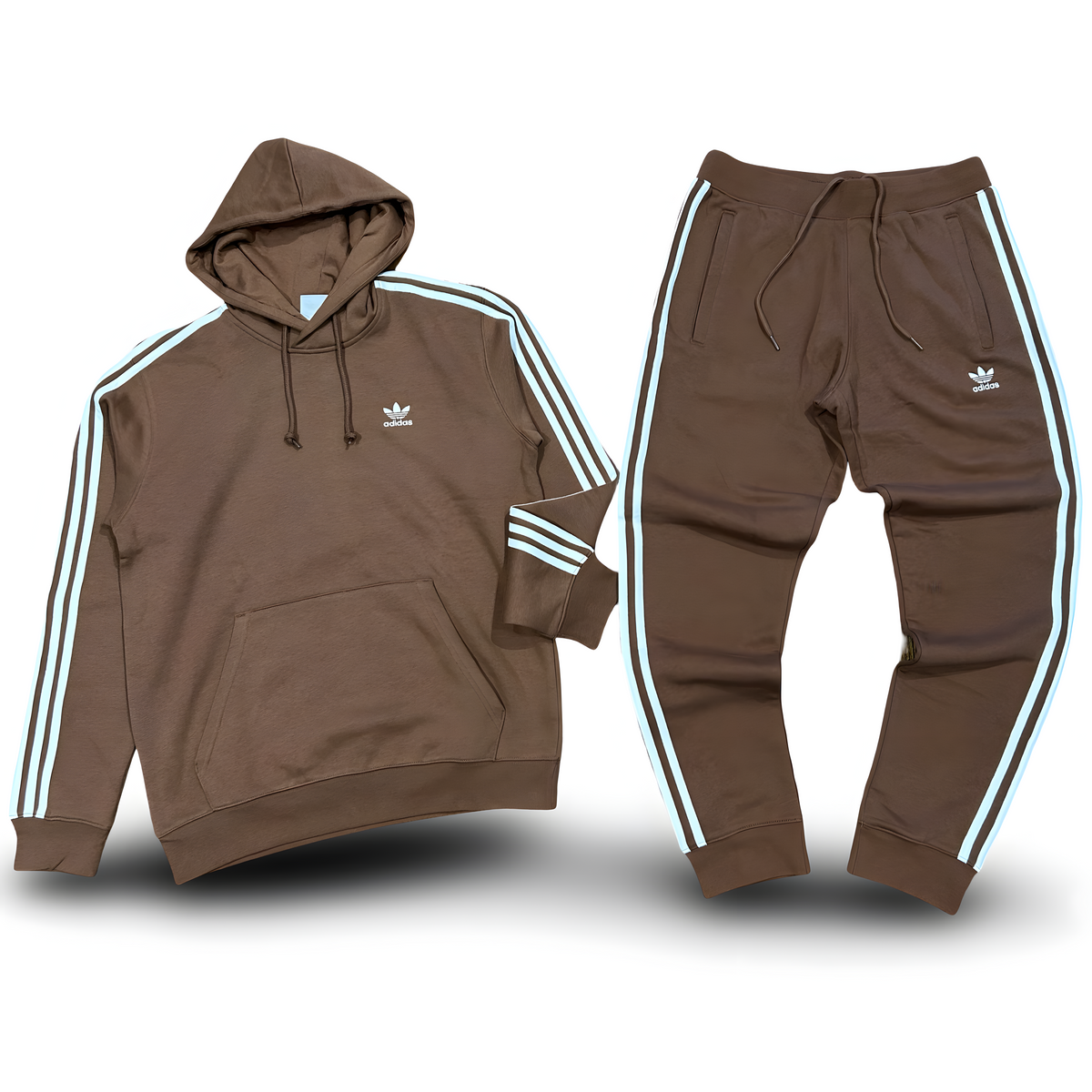 New Arrival Adidas Originals Men 3-STRIPES HOODY SWEATSUIT-PRELOVED BROWN