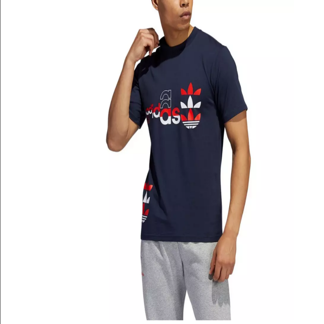 New Arrival Adidas Original LOGO PLAY SS T-SHIRT TEE Men - NAVY RED