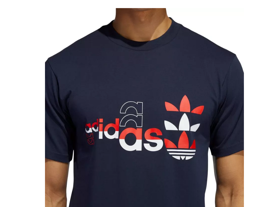 New Arrival Adidas Original LOGO PLAY SS T-SHIRT TEE Men - NAVY RED