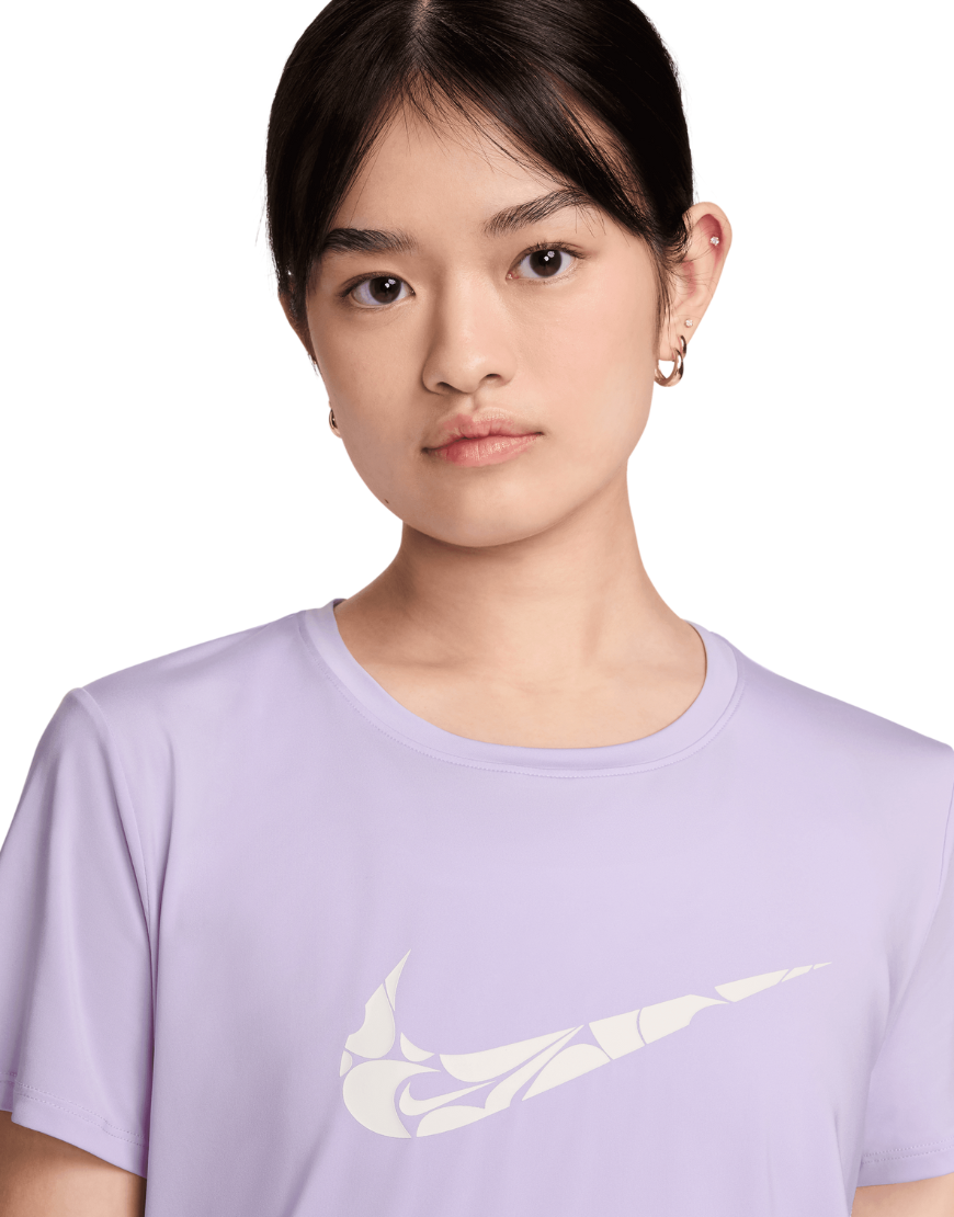 Top Seller Women's One Swoosh Dri-FIT Short-Sleeve Running Top :Lilac Bloom | White