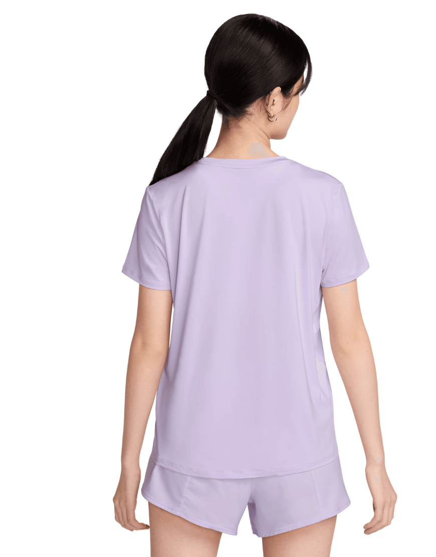 Top Seller Women's One Swoosh Dri-FIT Short-Sleeve Running Top :Lilac Bloom | White
