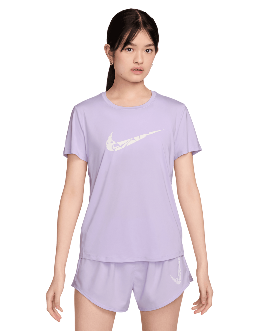 Top Seller Women's One Swoosh Dri-FIT Short-Sleeve Running Top :Lilac Bloom | White