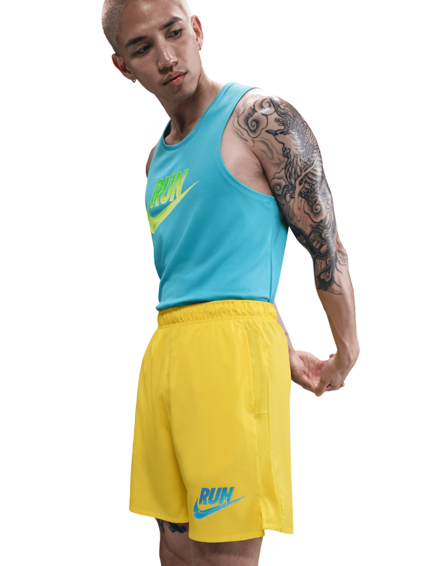 Top Seller Men's Challenger Run Energy Dri-FIT 7" Unlined Running Shorts :Lightening | Glacier Blue