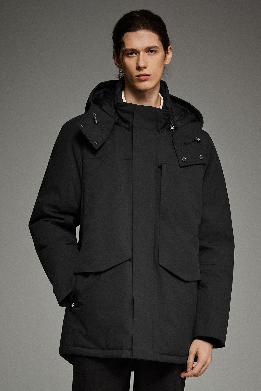 Hot-Sale Mid-length Dual-Pocket Hooded Down Parka Jacket