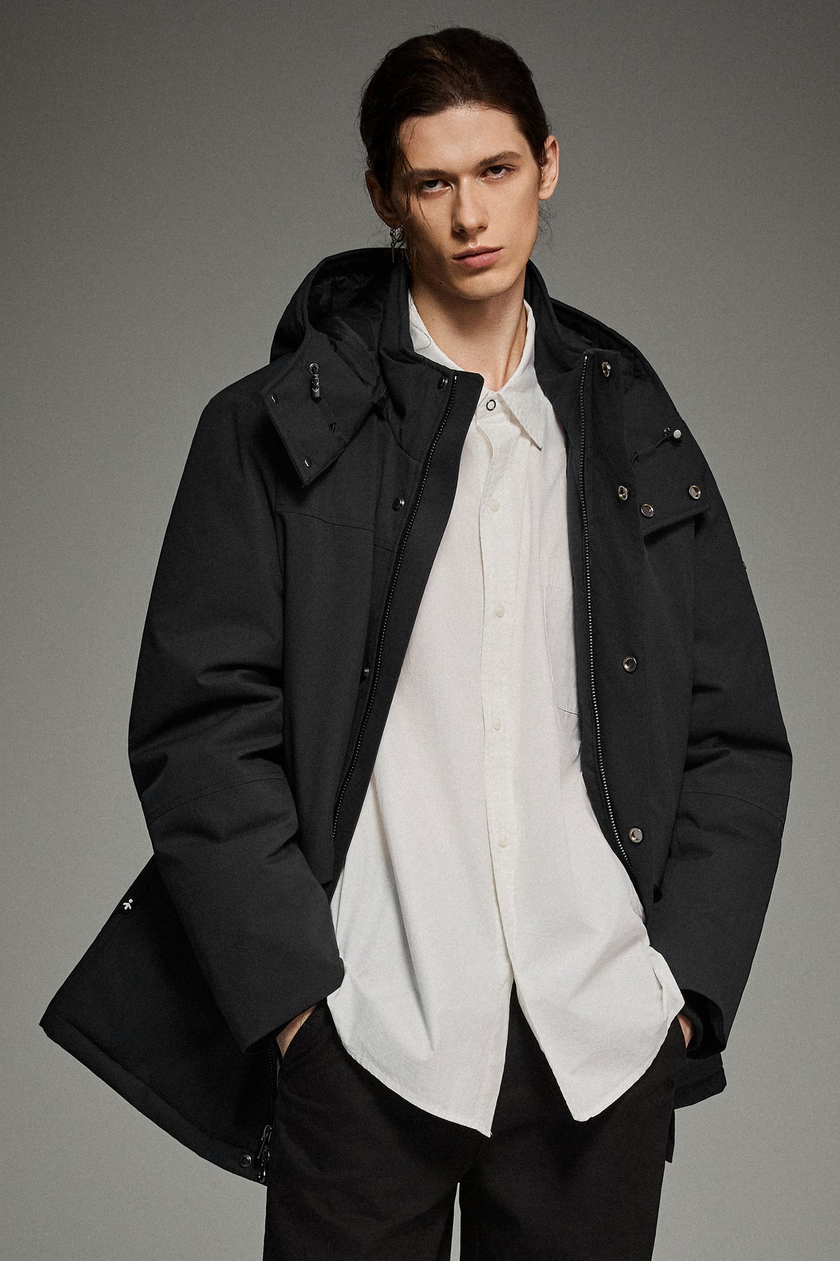 Hot-Sale Mid-length Dual-Pocket Hooded Down Parka Jacket