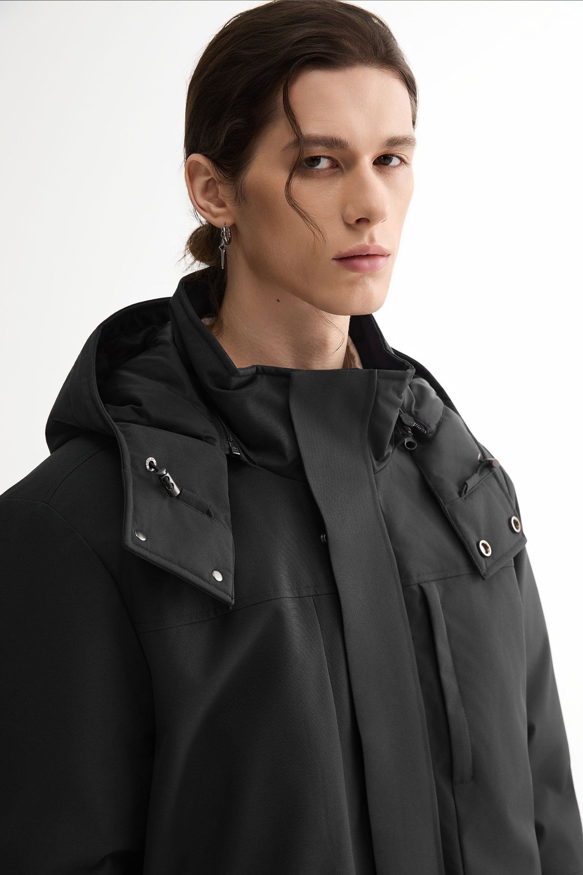Hot-Sale Mid-length Dual-Pocket Hooded Down Parka Jacket