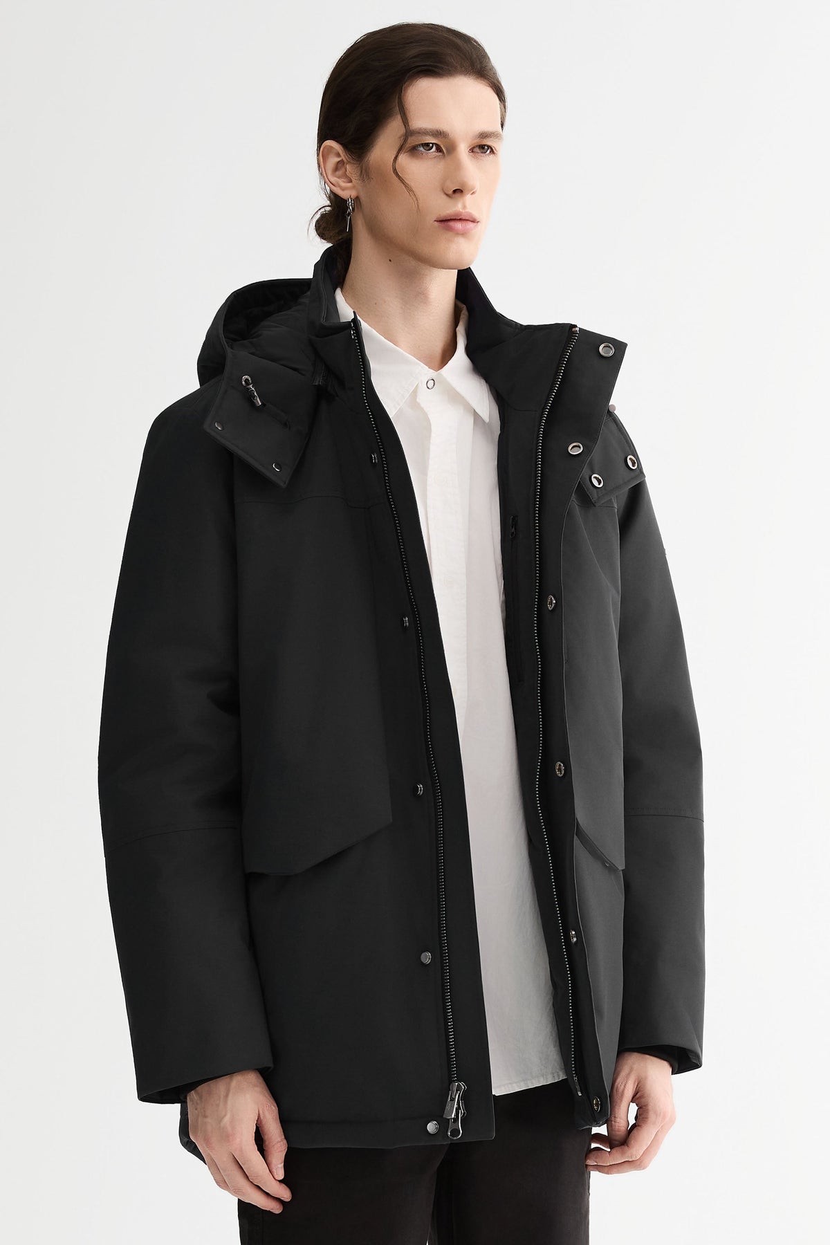 Hot-Sale Mid-length Dual-Pocket Hooded Down Parka Jacket