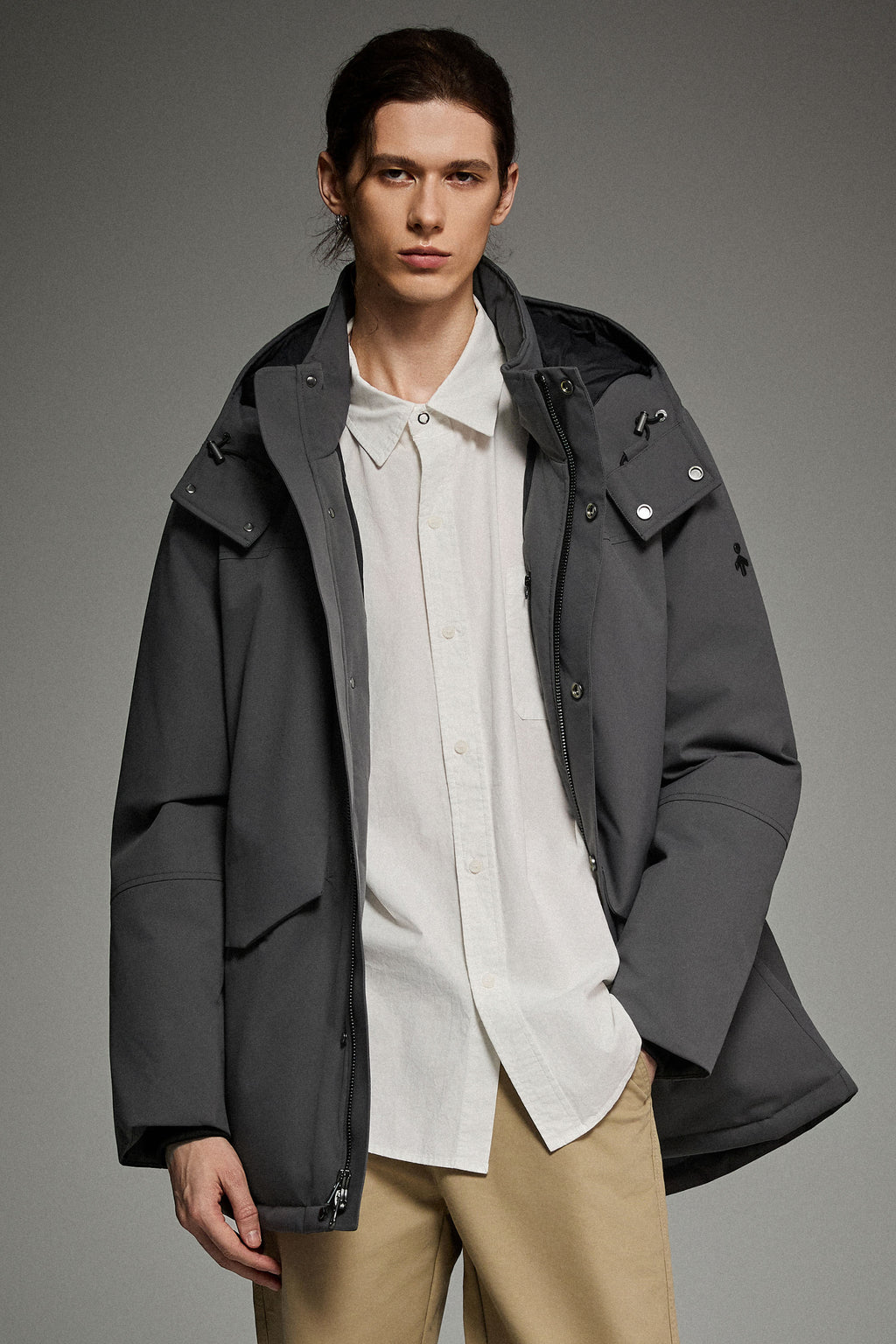 Hot-Sale Mid-length Dual-Pocket Hooded Down Parka Jacket