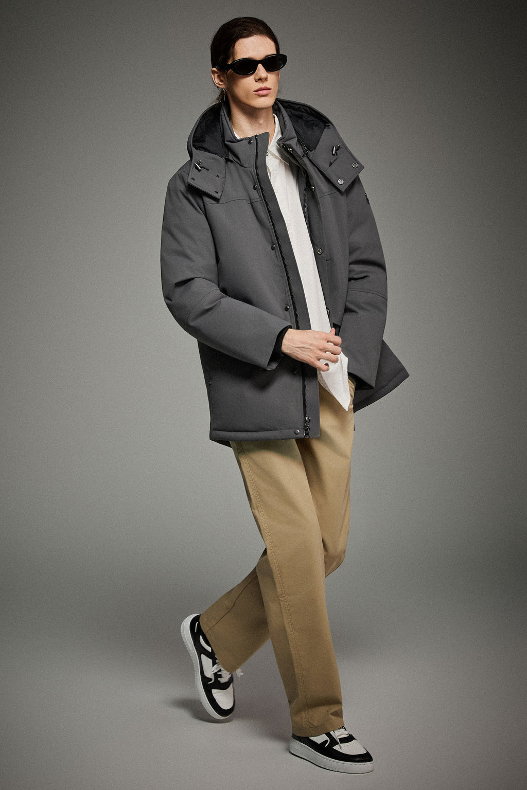 Hot-Sale Mid-length Dual-Pocket Hooded Down Parka Jacket