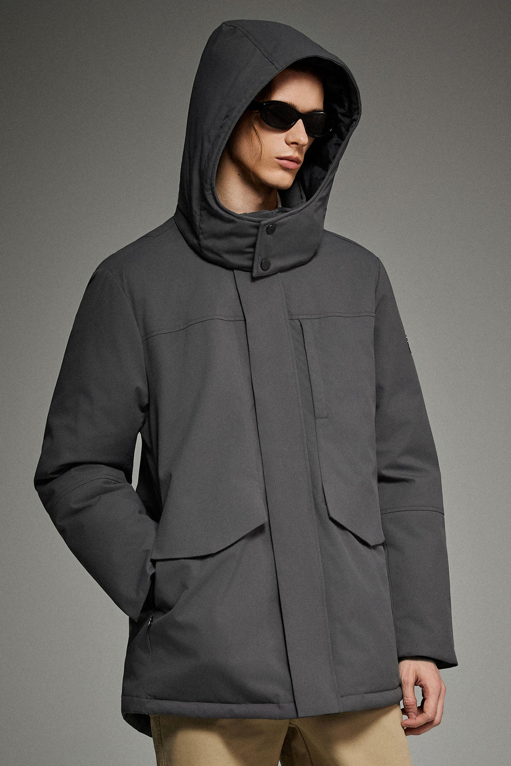 Hot-Sale Mid-length Dual-Pocket Hooded Down Parka Jacket