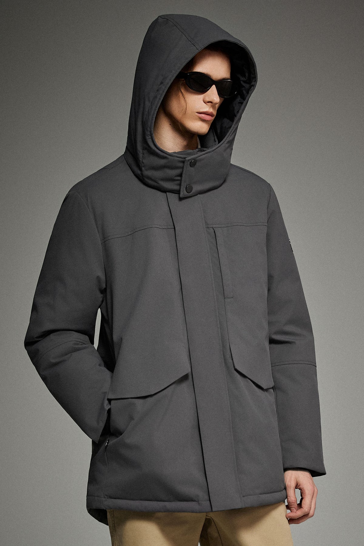Hot-Sale Mid-length Dual-Pocket Hooded Down Parka Jacket