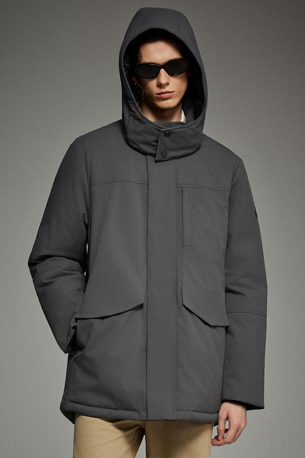 Hot-Sale Mid-length Dual-Pocket Hooded Down Parka Jacket