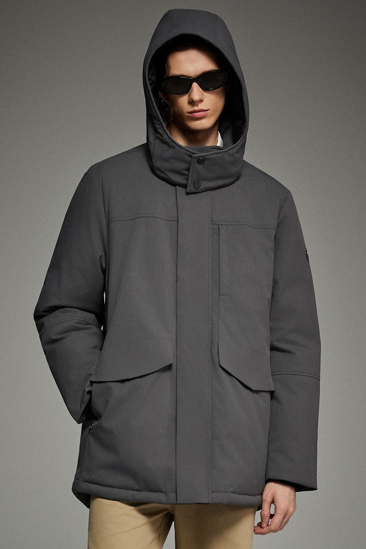 Hot-Sale Mid-length Dual-Pocket Hooded Down Parka Jacket