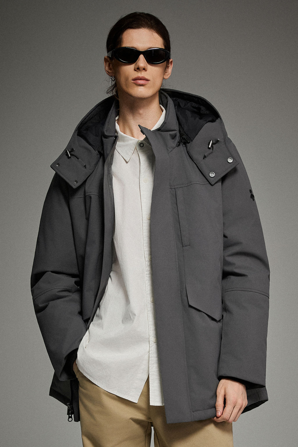 Hot-Sale Mid-length Dual-Pocket Hooded Down Parka Jacket