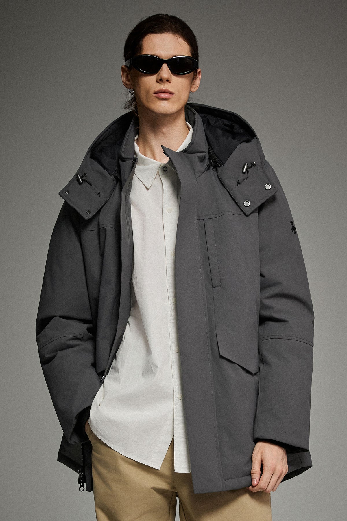 Hot-Sale Mid-length Dual-Pocket Hooded Down Parka Jacket