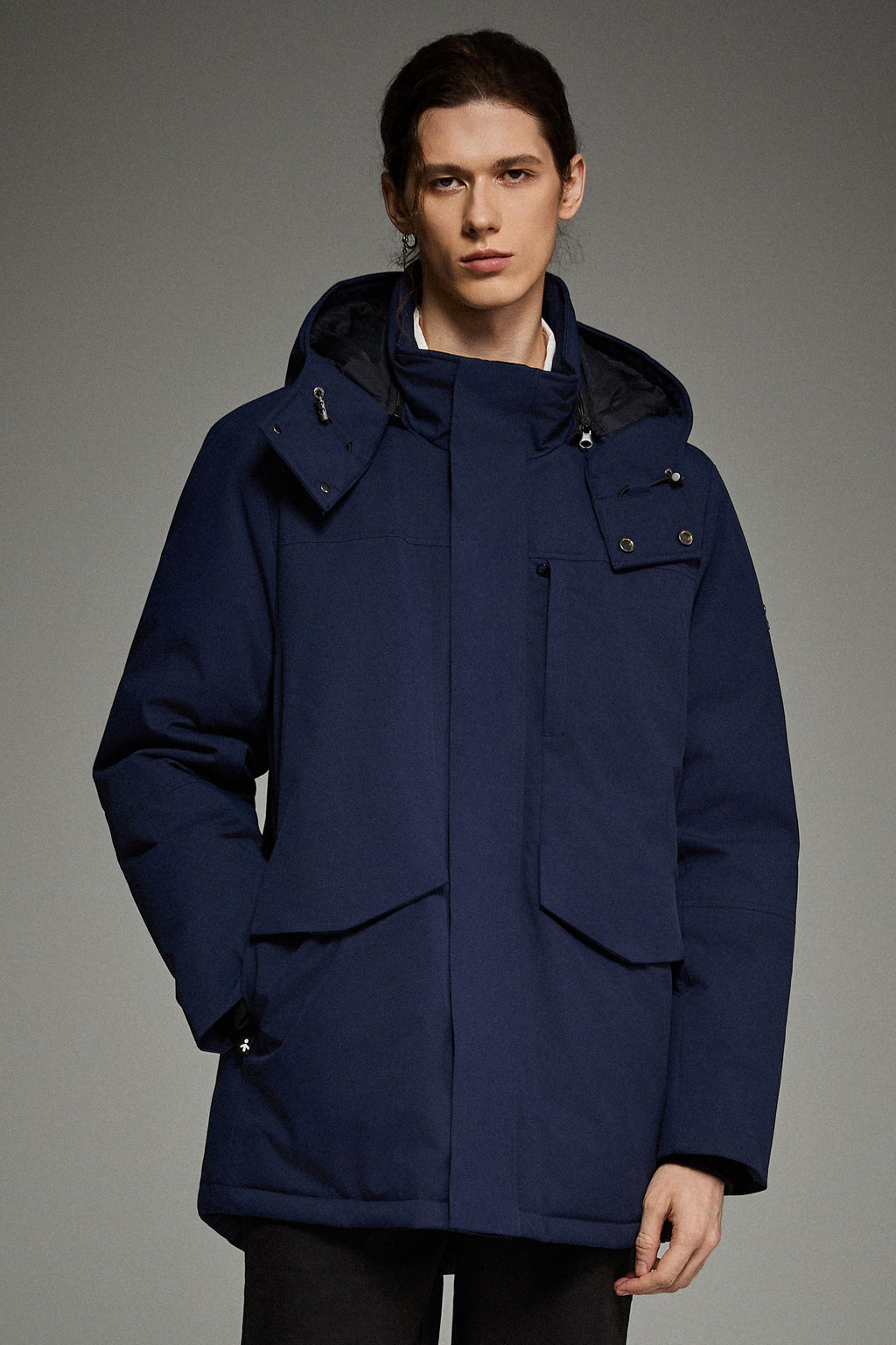 Hot-Sale Mid-length Dual-Pocket Hooded Down Parka Jacket
