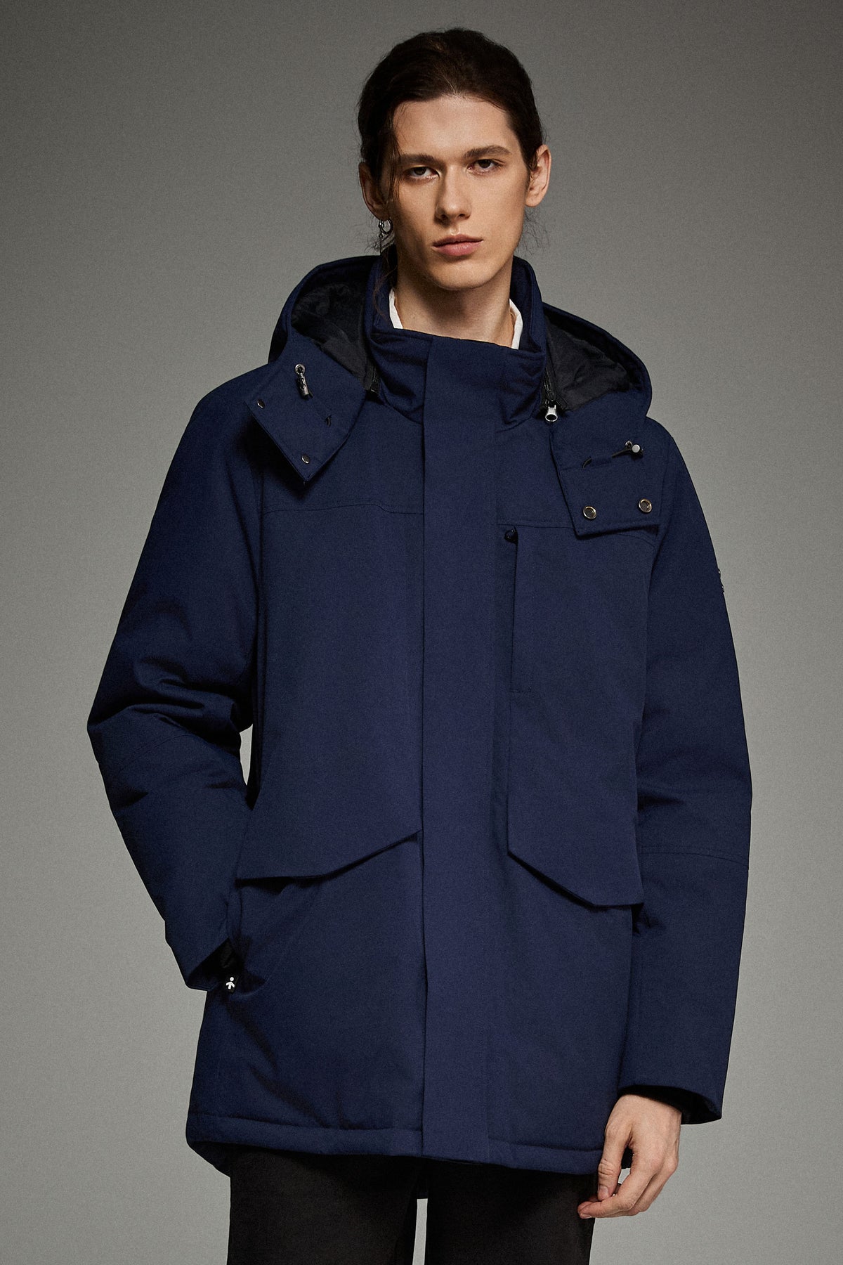 Hot-Sale Mid-length Dual-Pocket Hooded Down Parka Jacket