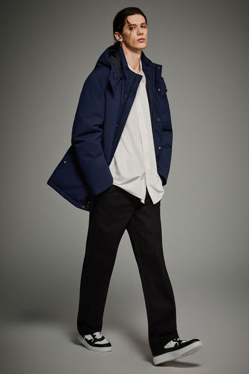 Hot-Sale Mid-length Dual-Pocket Hooded Down Parka Jacket