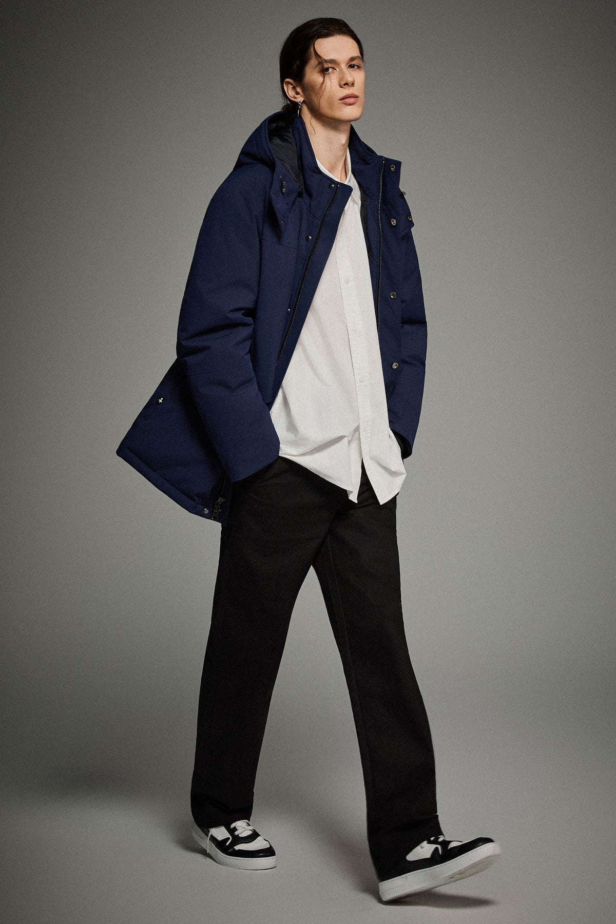 Hot-Sale Mid-length Dual-Pocket Hooded Down Parka Jacket