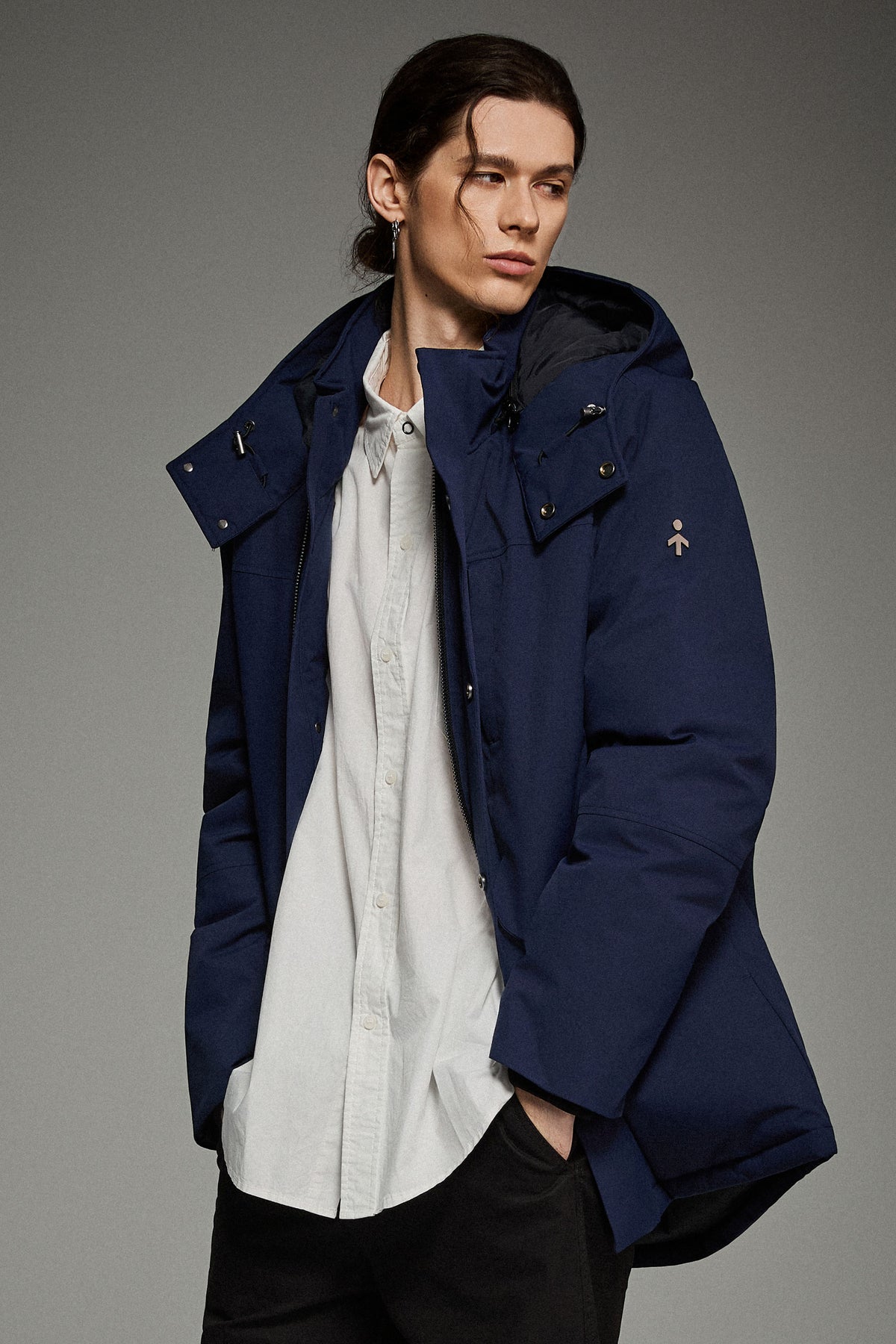 Hot-Sale Mid-length Dual-Pocket Hooded Down Parka Jacket