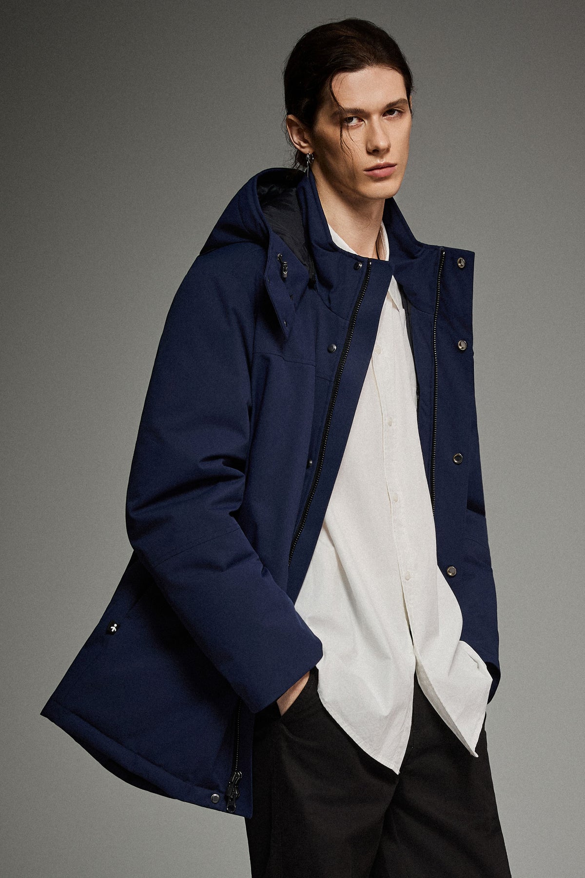 Hot-Sale Mid-length Dual-Pocket Hooded Down Parka Jacket