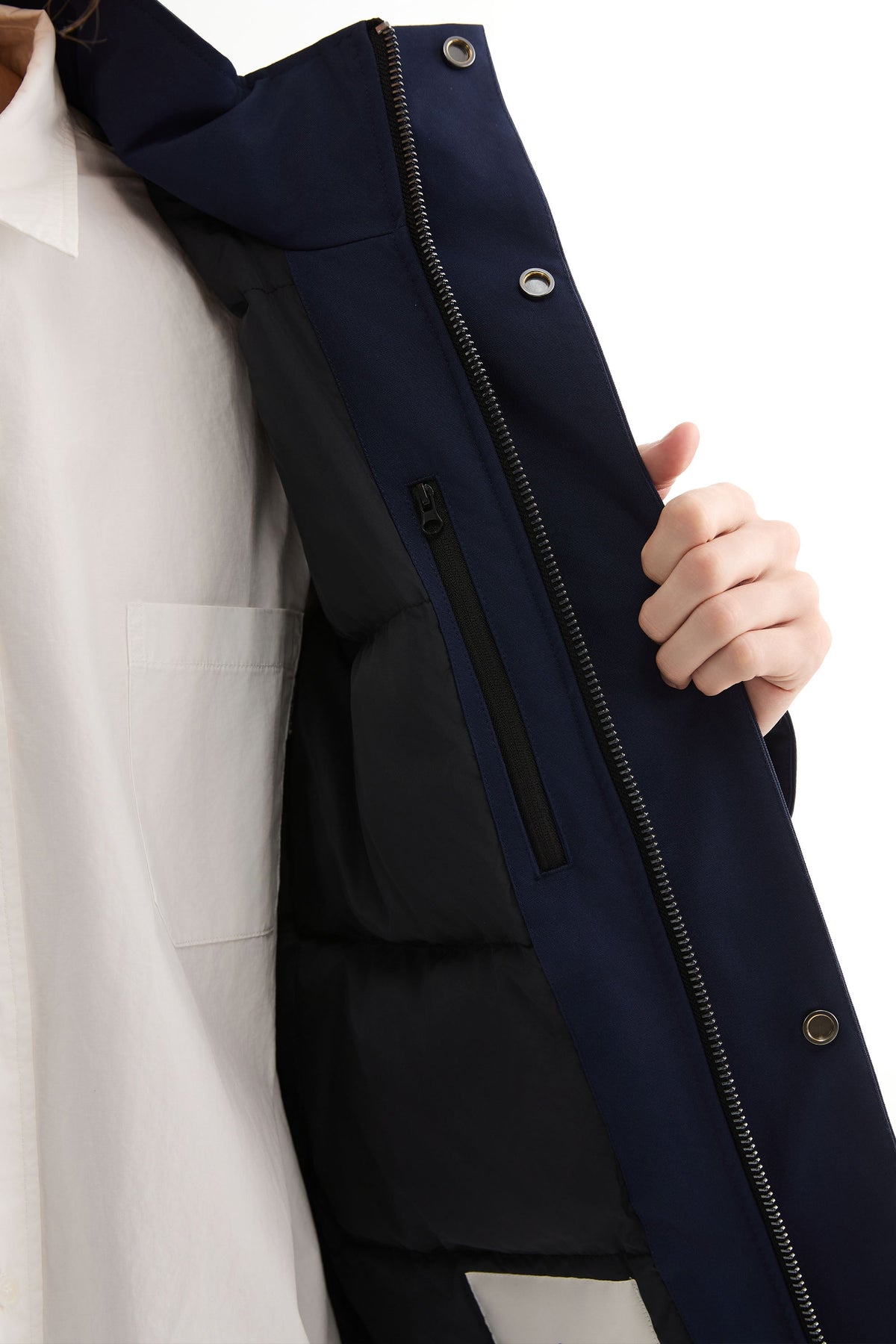 Hot-Sale Mid-length Dual-Pocket Hooded Down Parka Jacket