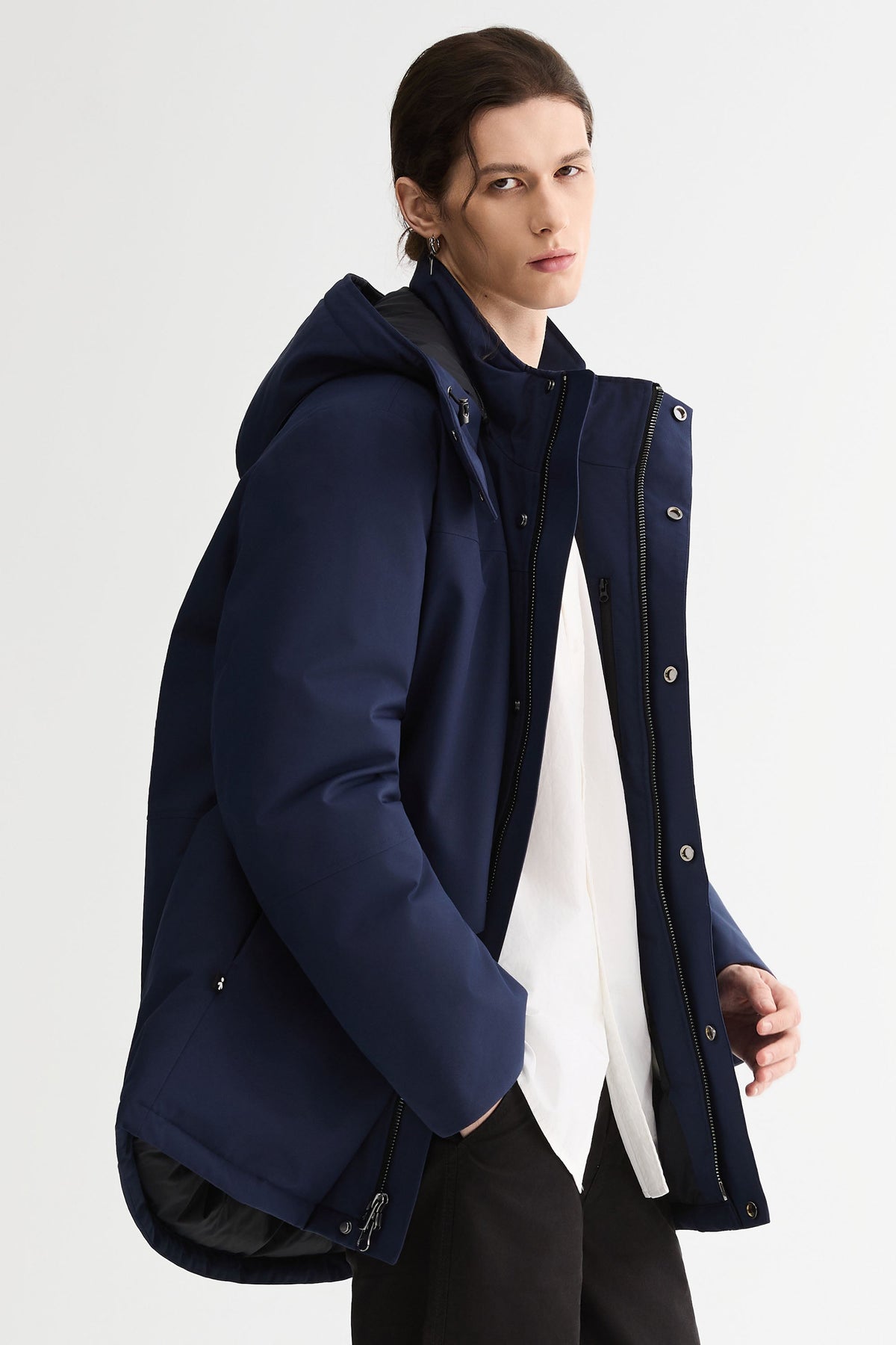 Hot-Sale Mid-length Dual-Pocket Hooded Down Parka Jacket