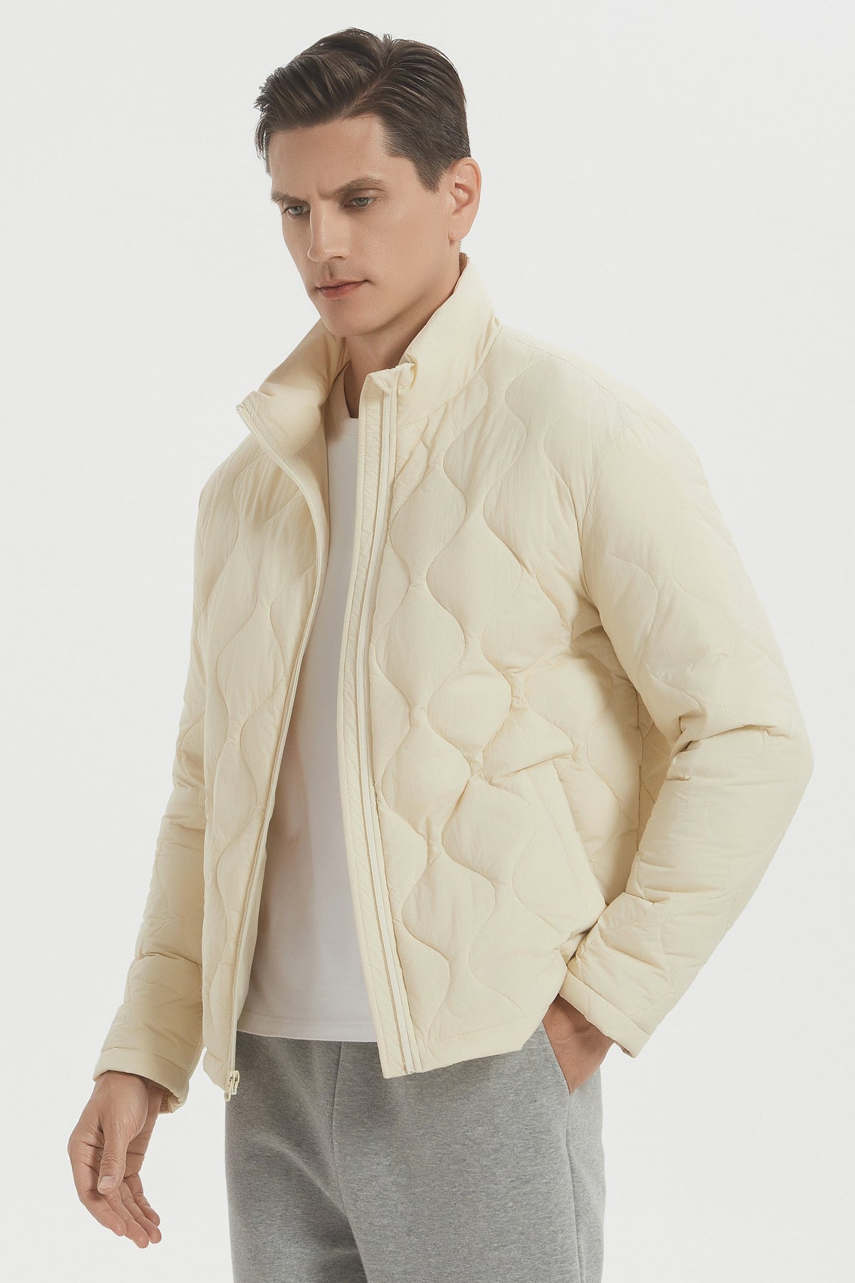 Hot-Sale Lightweight Quilted Down Bomber Jackets Full Zip