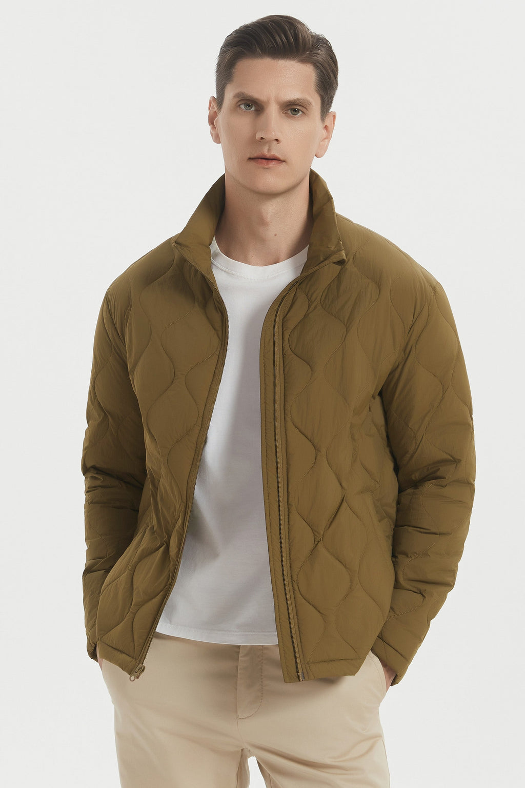 Hot-Sale Lightweight Quilted Down Bomber Jackets Full Zip